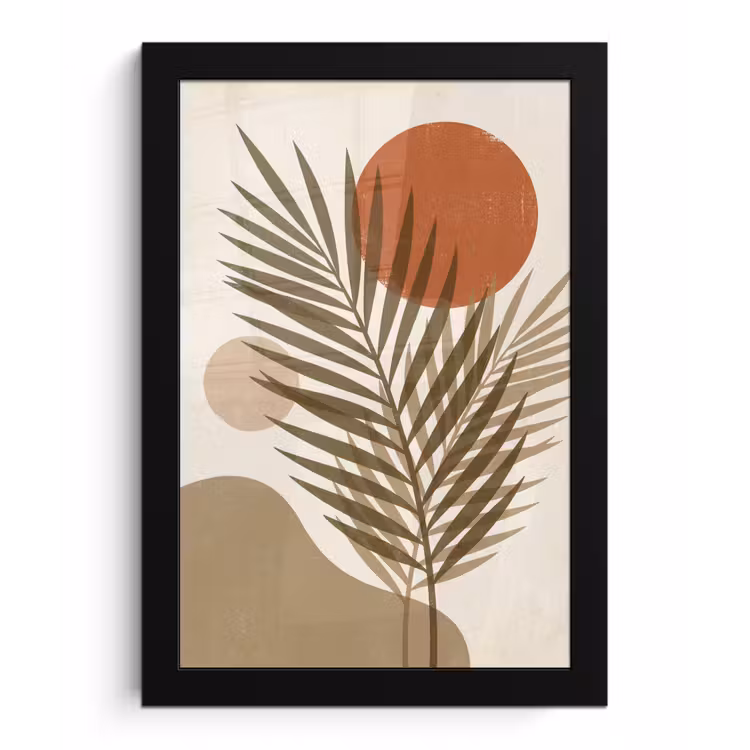 Poster met lijst - Planten - Bladeren - Abstract - Modern - Beige — 1