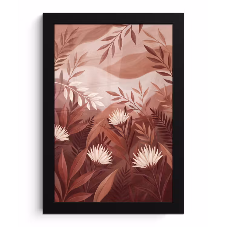 Poster met lijst - Planten - Bladeren - Botanisch - Modern - Bruin — 1