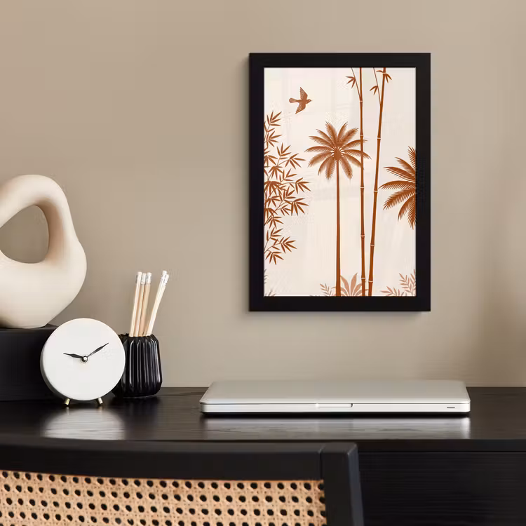 Poster met lijst - Vogel - Boom - Tropisch - Minimalistisch - Bruin — 3