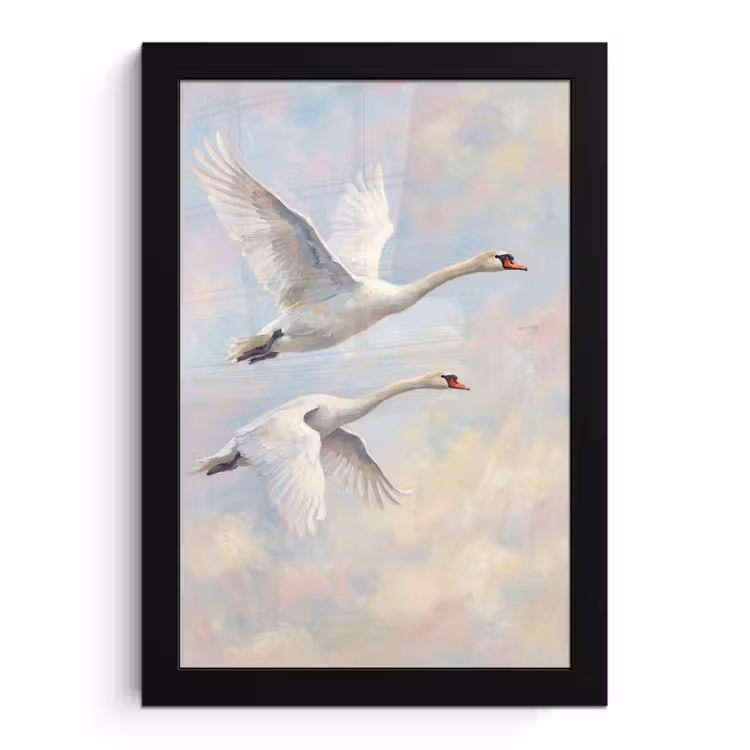 Poster met lijst - Vogel - Vliegend - Lucht - Modern - Pastel — 1