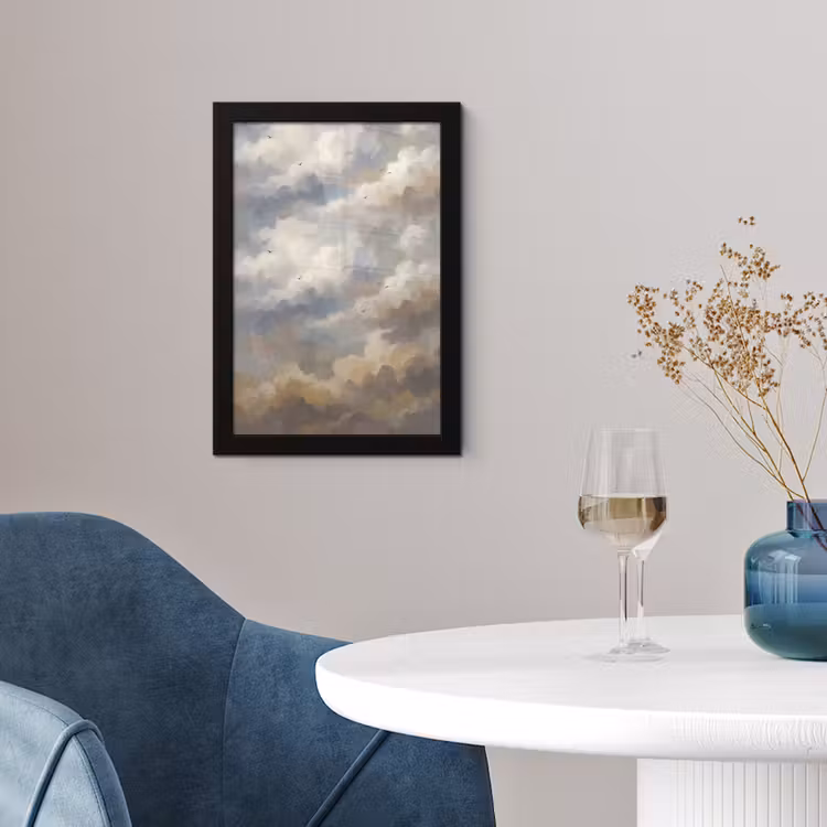 Poster met lijst - Vogel - Wolken - Natuur - Modern - Grijs — 2