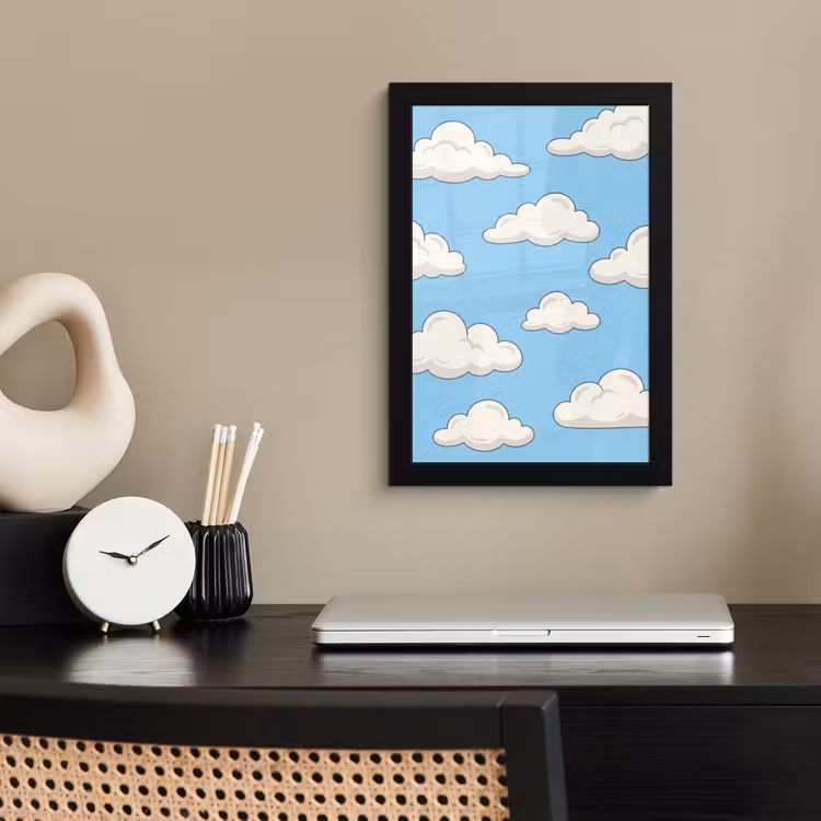 Poster met lijst - Wolk - Cartoon - Lucht - Blauw - Wit — 3