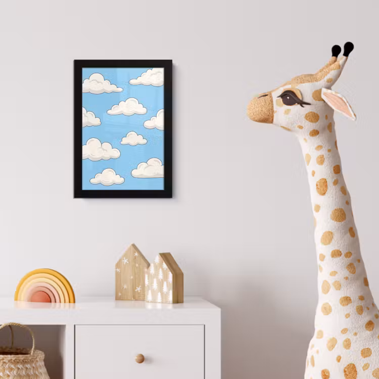 Poster met lijst - Wolk - Cartoon - Lucht - Blauw - Wit — 5