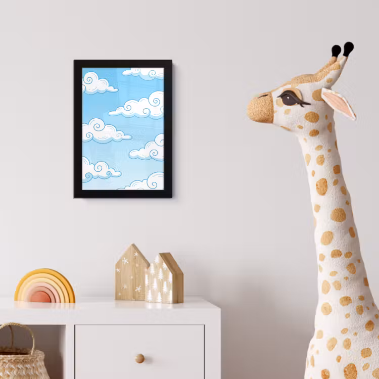 Poster met lijst - Wolk - Lucht - Cartoon - Blauw - Wit — 5