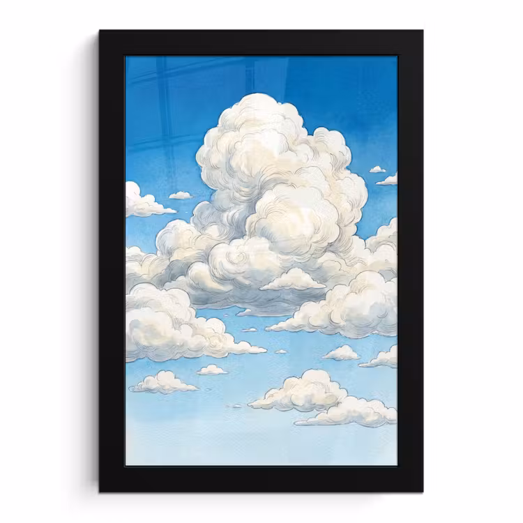 Poster met lijst - Wolken - Blauwe lucht - Natuur - Modern - Wit — 1