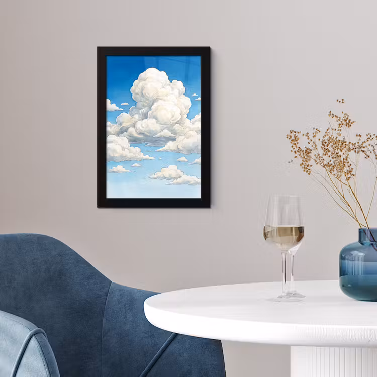 Poster met lijst - Wolken - Blauwe lucht - Natuur - Modern - Wit — 2