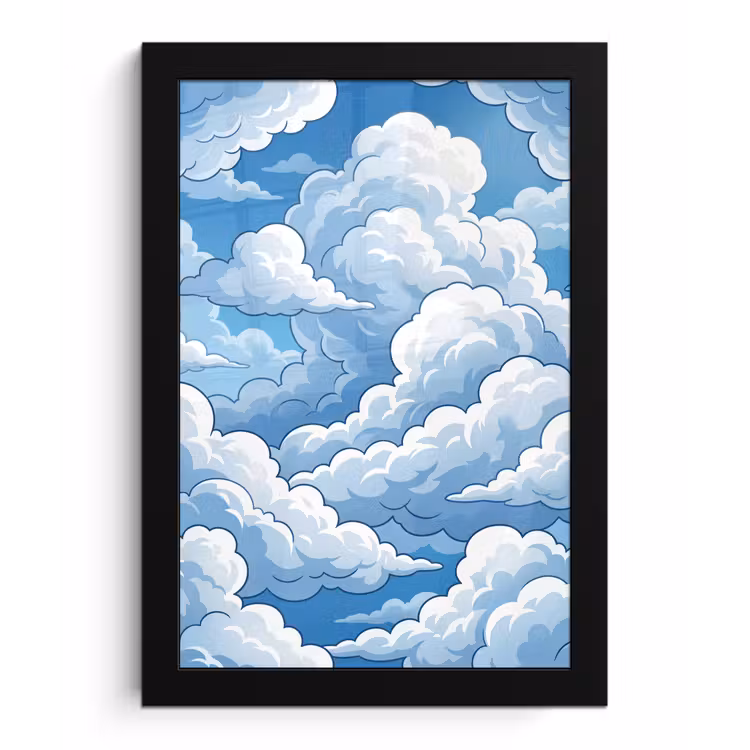 Poster met lijst - Wolken - Hemel - Abstract - Wit — 1