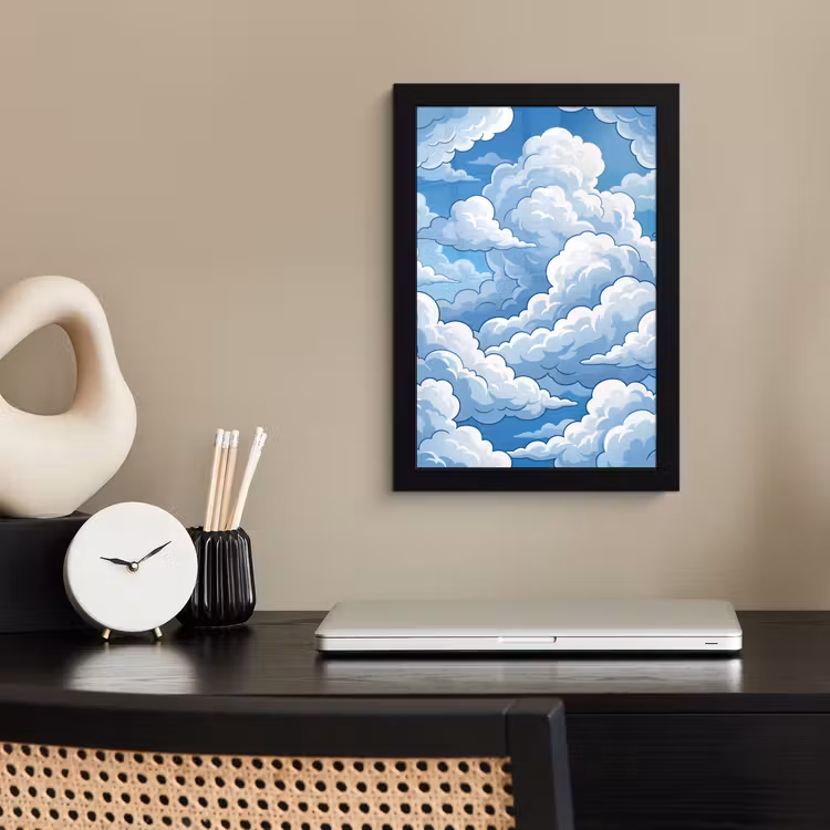 Poster met lijst - Wolken - Hemel - Abstract - Wit — 3