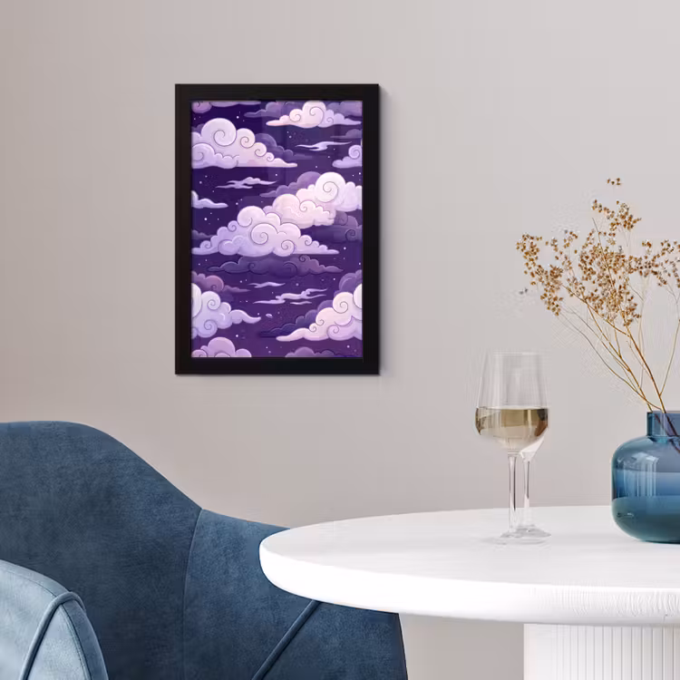 Poster met lijst - Wolken - Nacht - Natuur - Abstract - Paars — 2