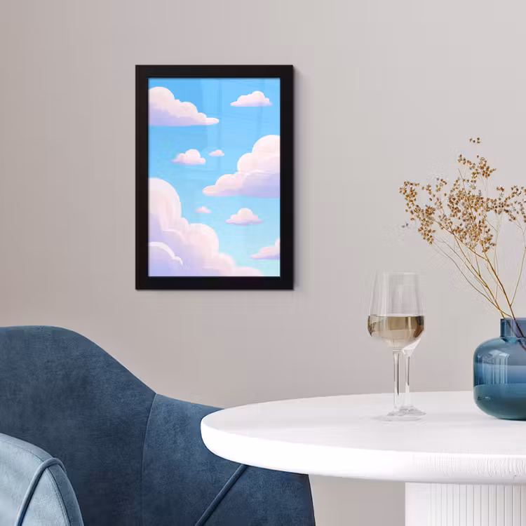 Poster met lijst - Wolken - Roze - Blauw - Natuur - Modern — 2