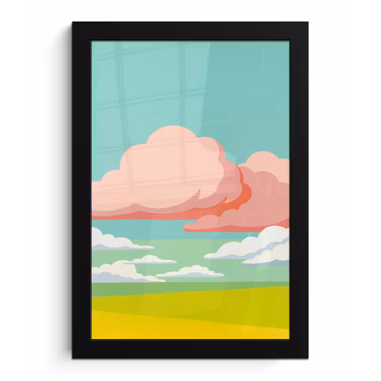 Poster met lijst - Wolken - Roze - Natuur - Modern - Pastel — 1