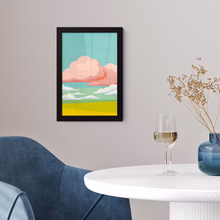 Poster met lijst - Wolken - Roze - Natuur - Modern - Pastel — 2