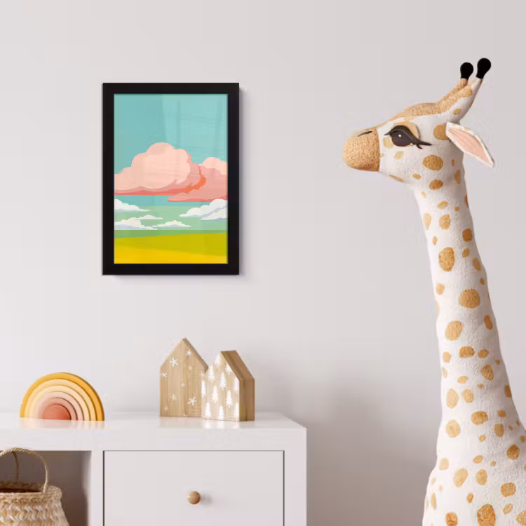 Poster met lijst - Wolken - Roze - Natuur - Modern - Pastel — 5