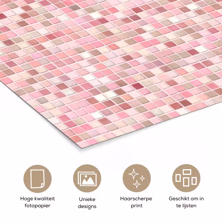 Poster - Mozaïek - Patroon - Roze — 5