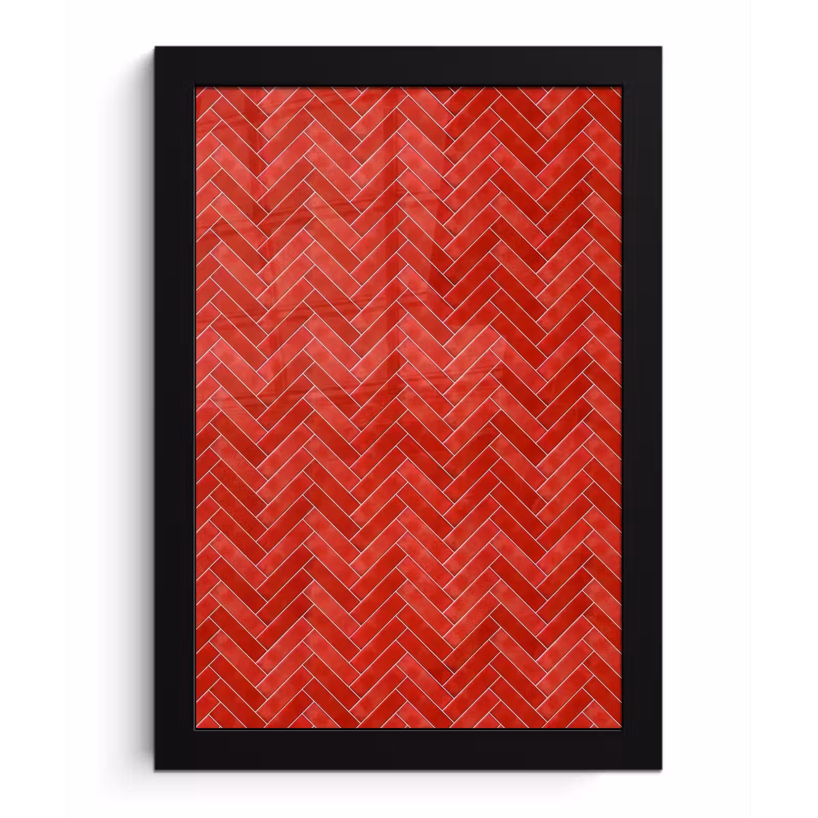 Poster met lijst - Visgraat - Tegel - Rood — 1