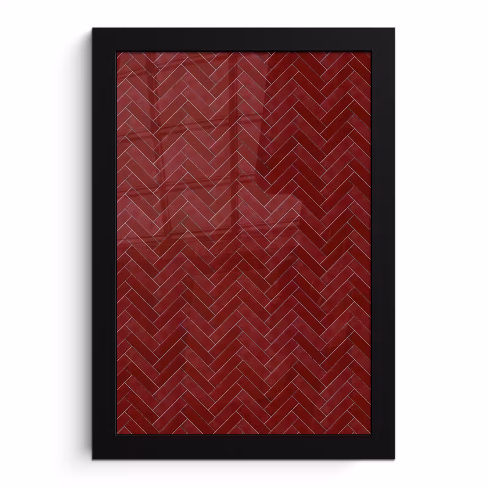 Poster met lijst - Visgraat - Wandtegel - Bordeaux - Rood — 1