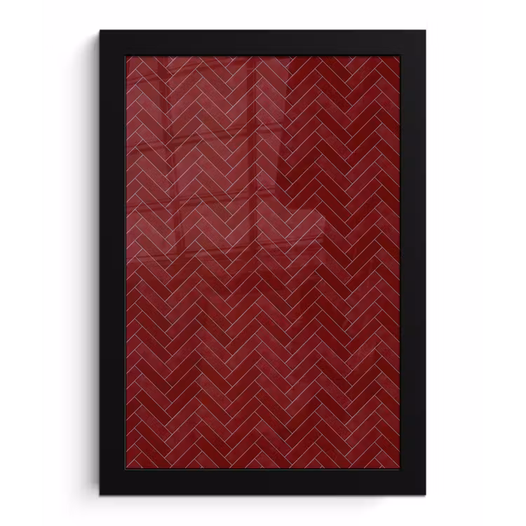 Poster met lijst - Visgraat - Wandtegel - Bordeaux - Rood — 1