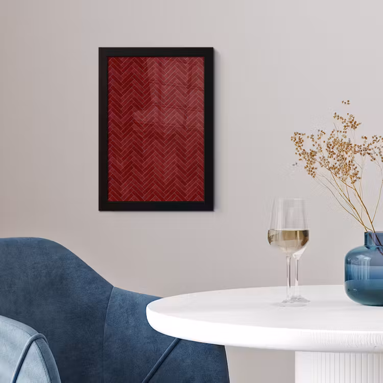 Poster met lijst - Visgraat - Wandtegel - Bordeaux - Rood — 2