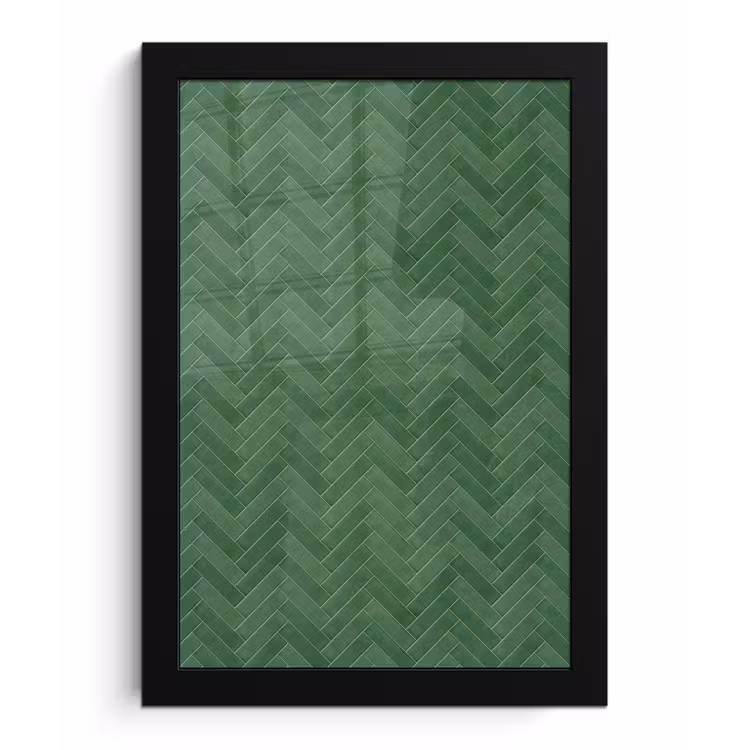 Poster met lijst - Visgraat - Wandtegel - Bosgroen — 1