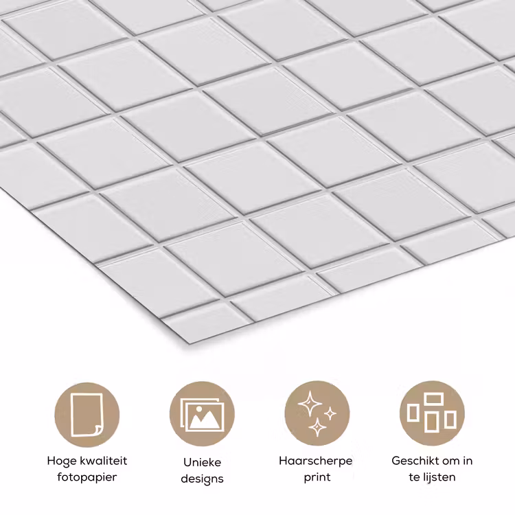 Poster - Patroon - Tegels - Grijs - Wit — 5