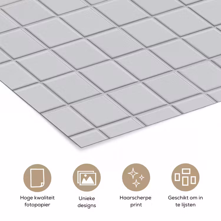 Poster - Patroon - Tegels - Licht - Grijs — 5