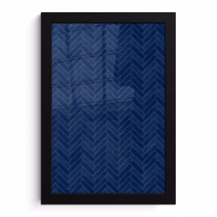 Poster met lijst - Visgraat - Wandtegel - Donkerblauw - Navy Blue — 1