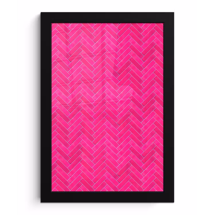 Poster met lijst - Visgraat - Wandtegel - Fuchsia - Roze — 1