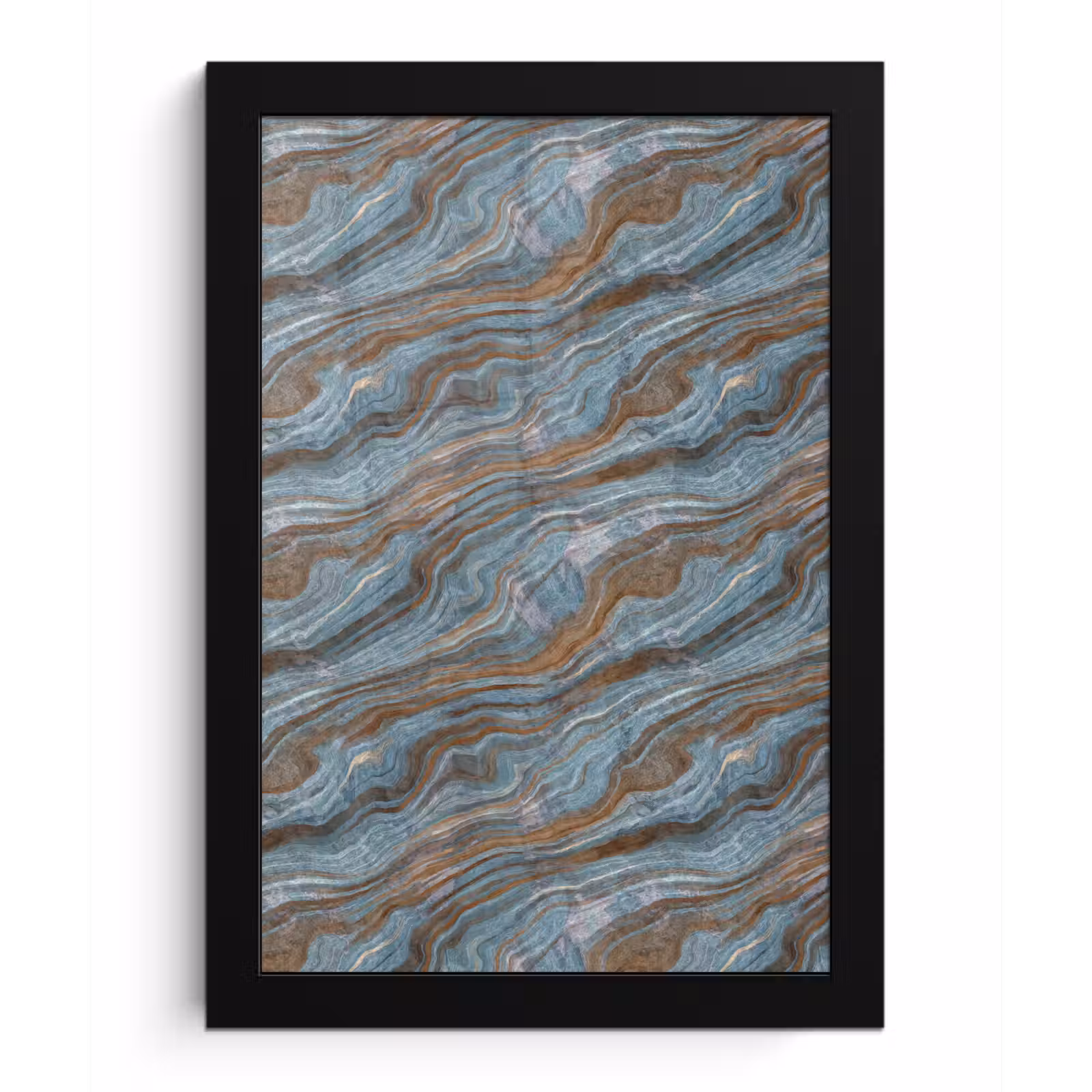 Poster met lijst - Patroon - Steen - Blauw — 1