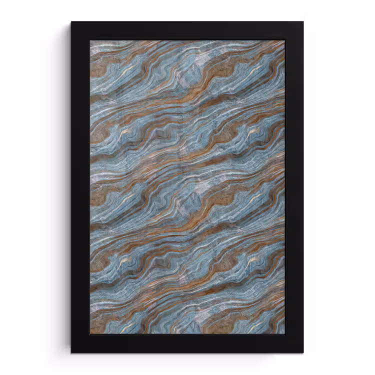 Poster met lijst - Patroon - Steen - Blauw — 1