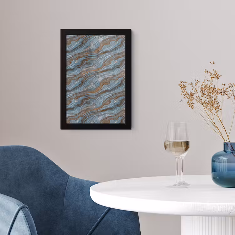 Poster met lijst - Patroon - Steen - Blauw — 2