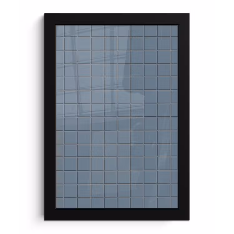 Poster met lijst - Patroon - Tegel - Blauwgrijs — 1