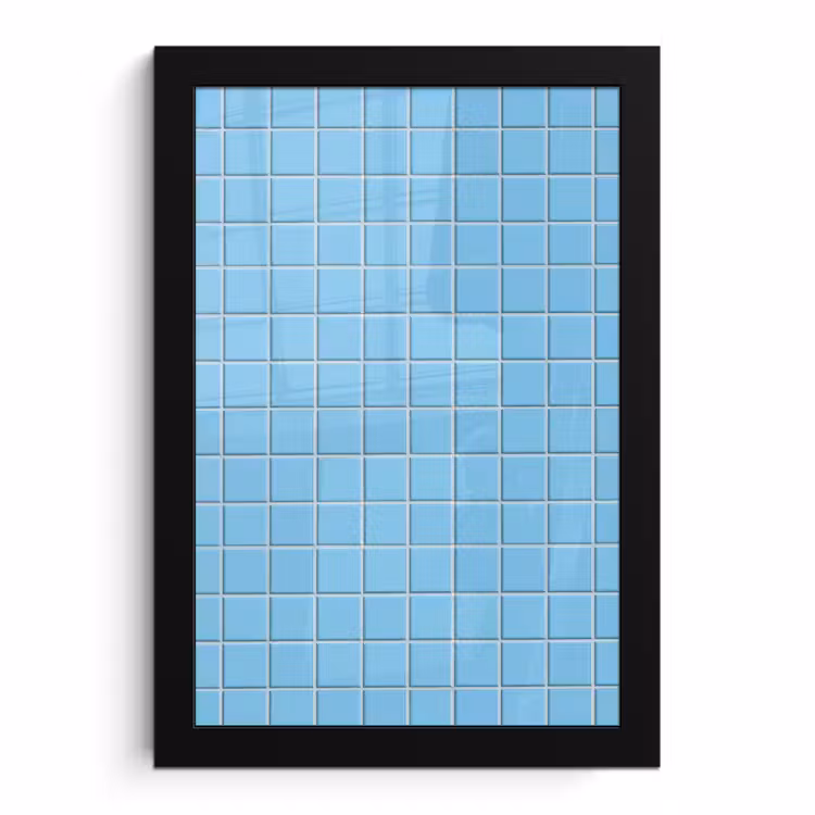 Poster met lijst - Patroon - Tegel - Pastel - Blauw — 1