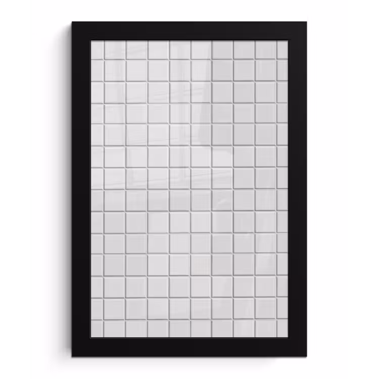 Poster met lijst - Patroon - Tegels - Grijs - Wit — 1