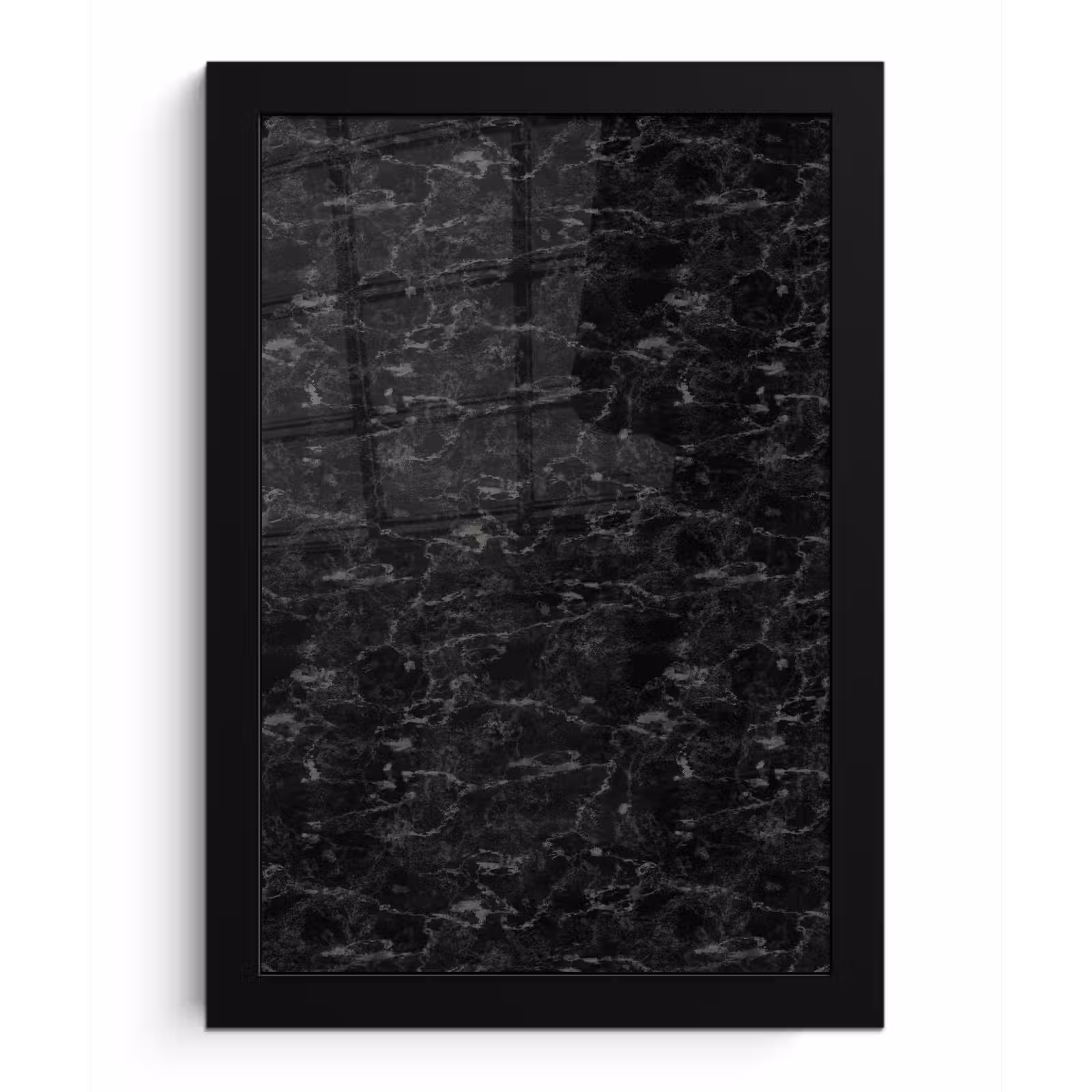 Poster met lijst - Marmer - Aders - Zwart — 1