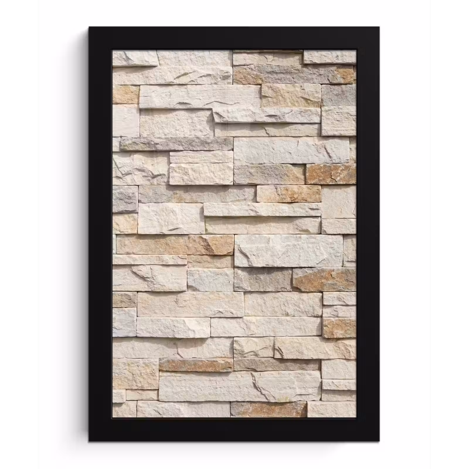 Poster met lijst - Steen - Muur - Textuur - Rustiek - Beige — 1