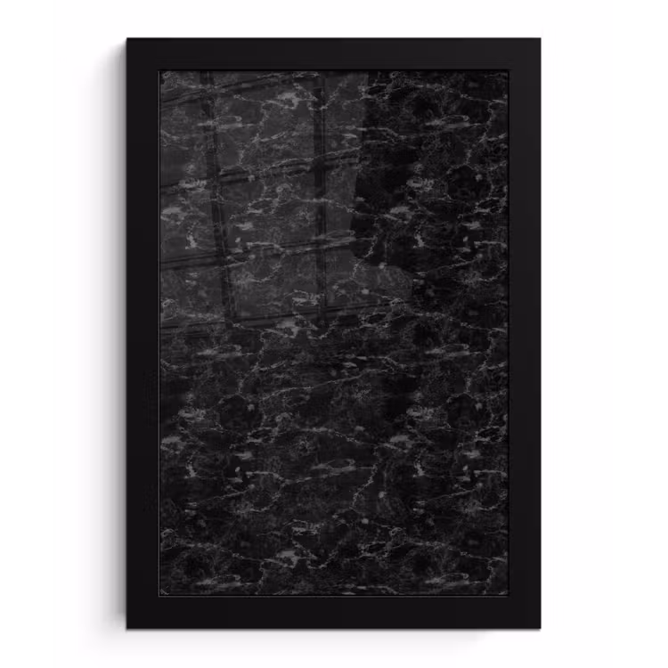Poster met lijst - Marmer - Aders - Zwart — 1