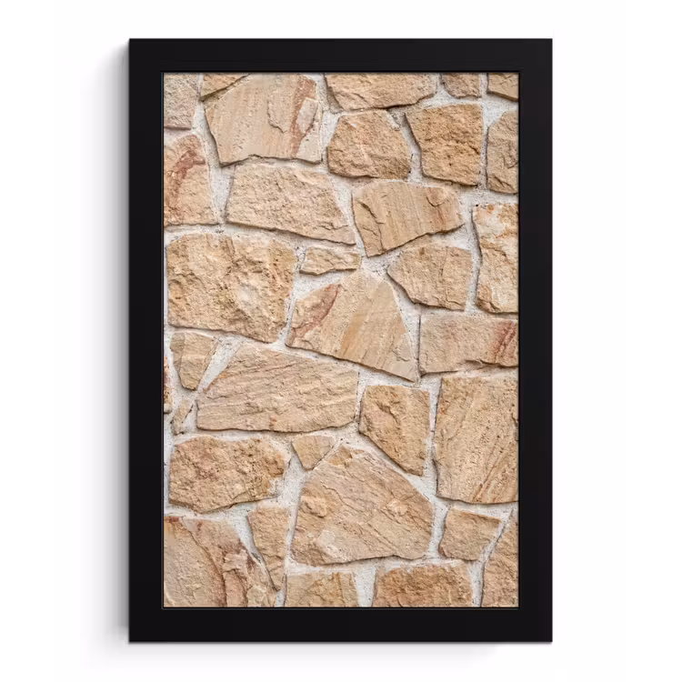 Poster met lijst - Muur - Steen - Patroon - Rustiek - Beige — 1