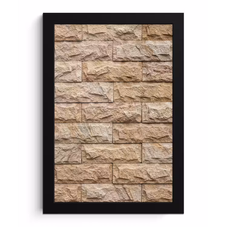 Poster met lijst - Muur - Steen - Ruw - Textuur - Beige — 1