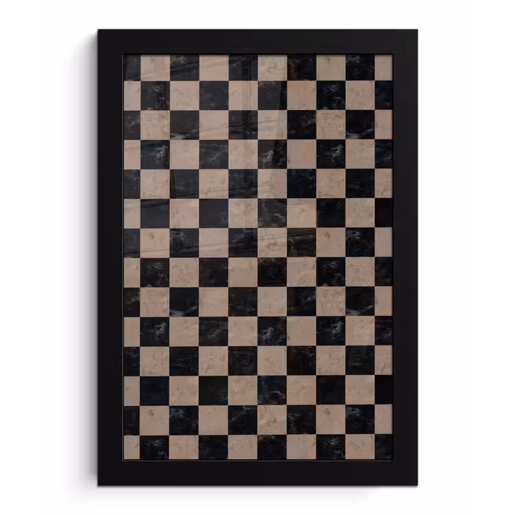 Poster met lijst - Patroon - Dambord - Marmer — 1