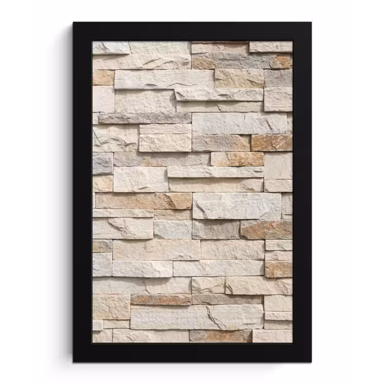 Poster met lijst - Steen - Muur - Textuur - Rustiek - Beige — 1