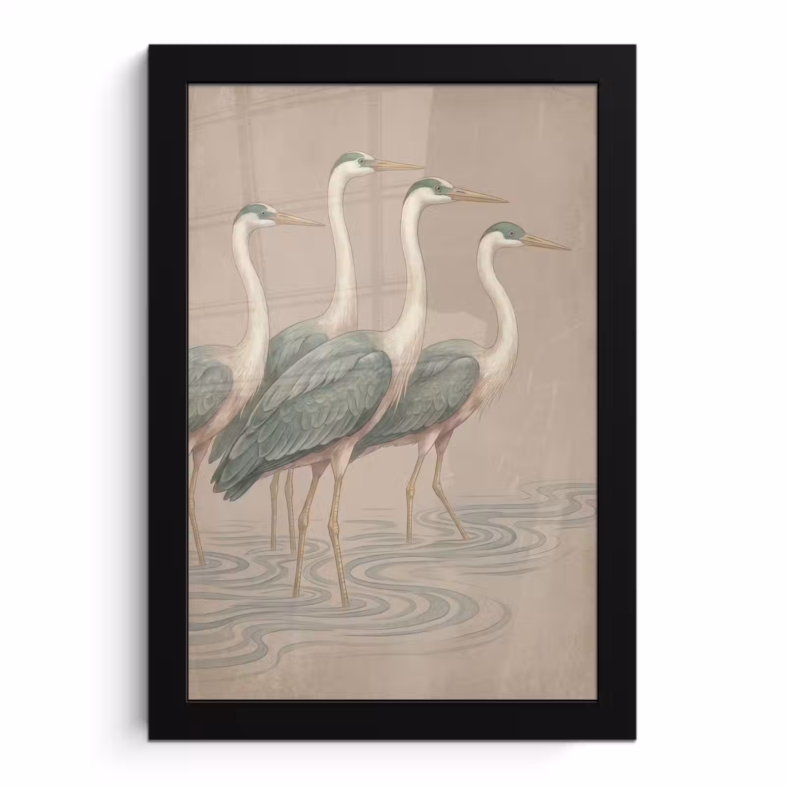 Poster met lijst - Vogel - Water - Natuur - Vintage — 1