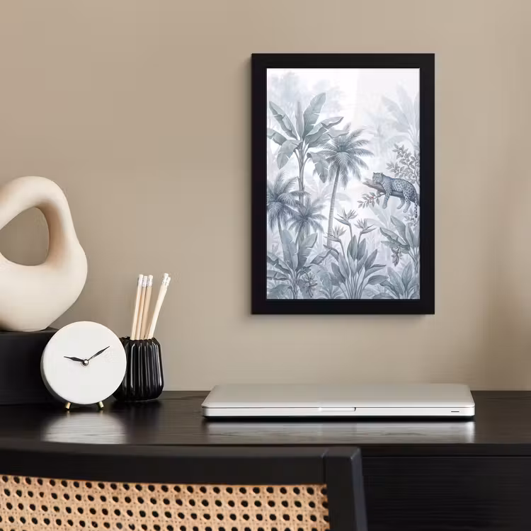 Poster met lijst - Kat - Tropisch bos - Modern - Grijs — 3