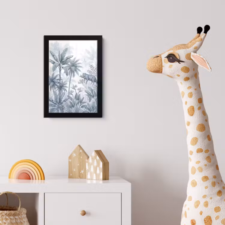 Poster met lijst - Kat - Tropisch bos - Modern - Grijs — 5