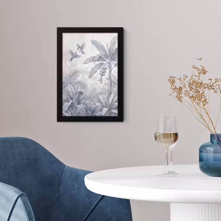 Poster met lijst - Natuur - Vogel - Jungle - Illustratie - Blauw — 2