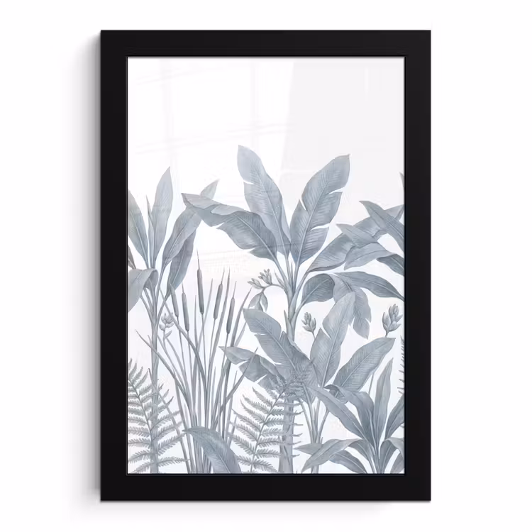 Poster met lijst - Planten - Bladeren - Natuur - Grijs — 1