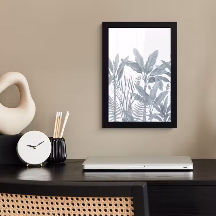Poster met lijst - Planten - Bladeren - Natuur - Grijs — 3