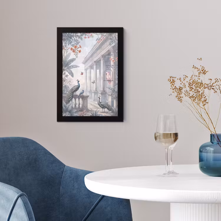 Poster met lijst - Vogel - Pauw - Architectuur - Klassiek - Groen — 2