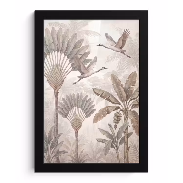Poster met lijst - Vogel - Tropisch - Jungle - Natuur - Beige — 1