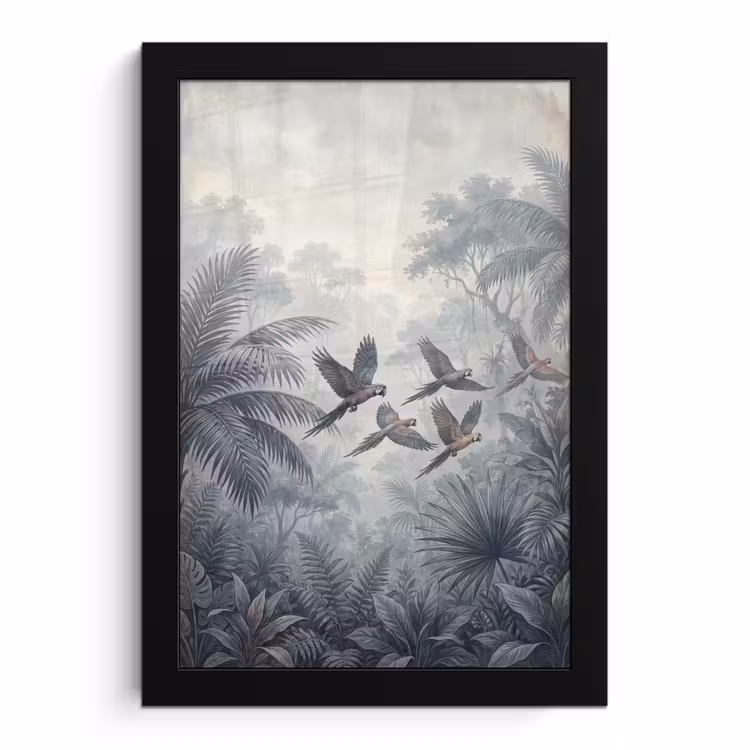 Poster met lijst - Vogel - Vliegend - Jungle - Vintage - Dieren — 1