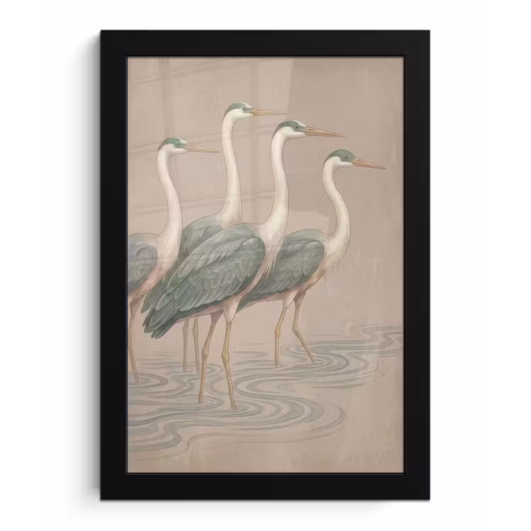 Poster met lijst - Vogel - Water - Natuur - Vintage — 1